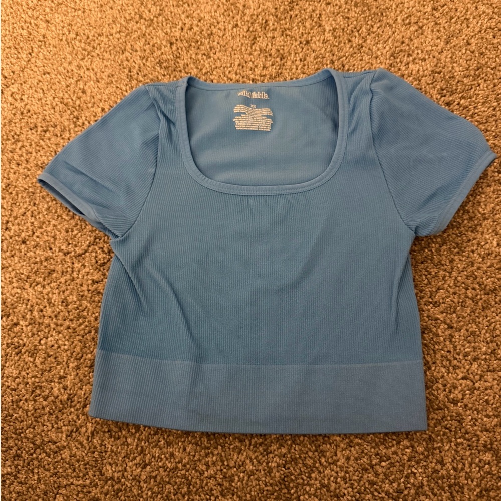 Wild Fable Sky Blue Ribbed Crop Top